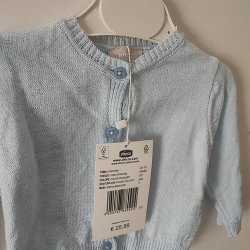 Chicco Baby Blue Cardigan New No56/1-3m