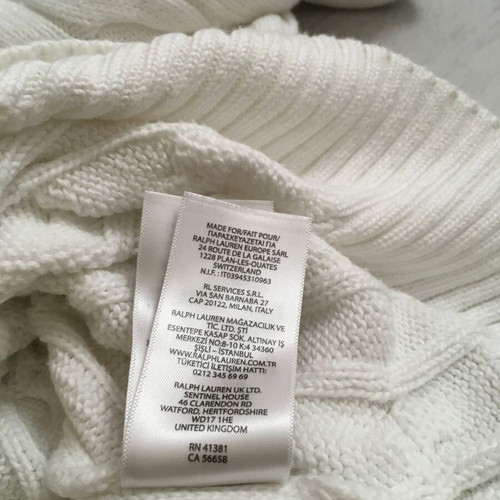 Polo Ralph Lauren cable-knit sweater unisex XXL, white cotton