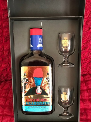 Amaro del Carabiniere liqueur new gift set with 2 glasses