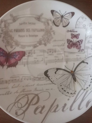 Medium-sized plate used with letters, notes and butterfly design