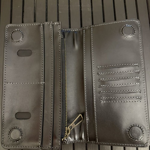Tarwa long wallet, genuine black leather