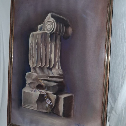 Filia Kanaki Ionian Capital Pastel Painting like new 1985