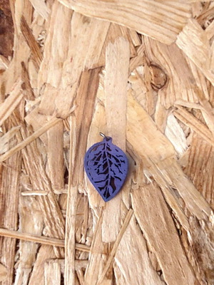 Purple embossed leaf pendant for necklace