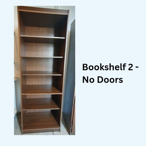 Bookshelves dark walnut veneer used, set of 2 with cupboard doors