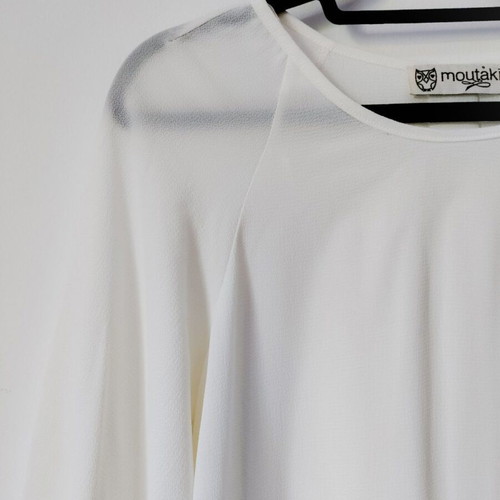 Moutaki white blouse with 3/4 sleeves, size M