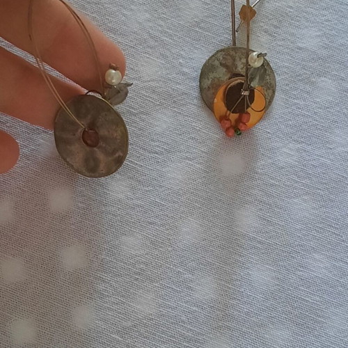 Handmade earrings, unique design, silver color