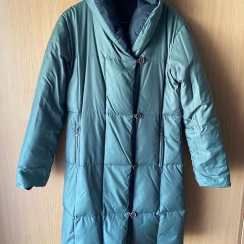 Versace double face down jacket like new, olive green and black, medium/large