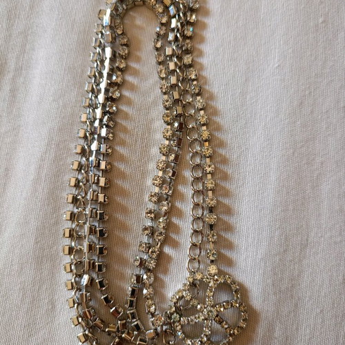 Vintage waist chain belt like new, silver with rhinestones