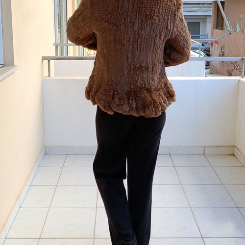 On Line brown rabbit fur like new, youthful, size M