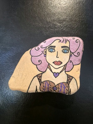 Decorative stone new with tempera and acrylic paints
