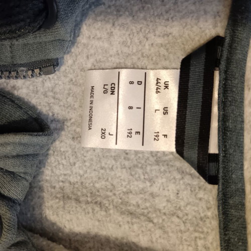 Adidas climate cotton men's zip-up hoodie size L, grey with green stripes