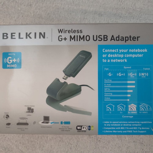 Belkin Wireless G+ MIMO USB Adapter used, complete set with box