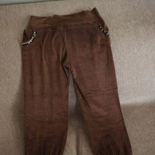 Velvet jogger pants brown like new with decorative stones