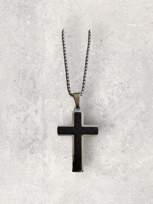 Men's necklace with black checkerboard silver stainless steel Kingsman new