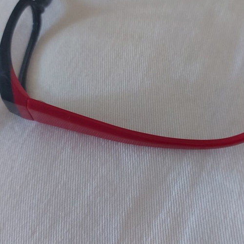 Italian handmade eyeglasses used, black front red arms
