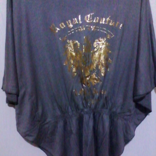 Blouses two like new, gray with gold details, one size