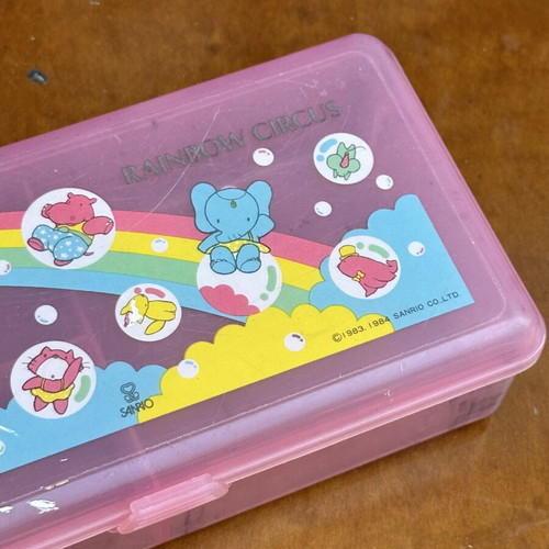 Sanrio Rainbow Circus vintage pencil case, made in Japan 1983–1984