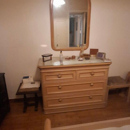 Handmade bedroom set with double bed, 2 nightstands and dresser with mirror