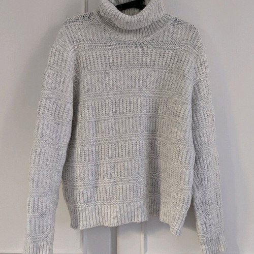 Sinsay knitted sweater L used, white and gray