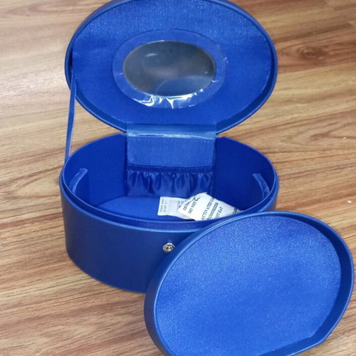 Blue Mini Jewelry Box Case like new Faux Leather