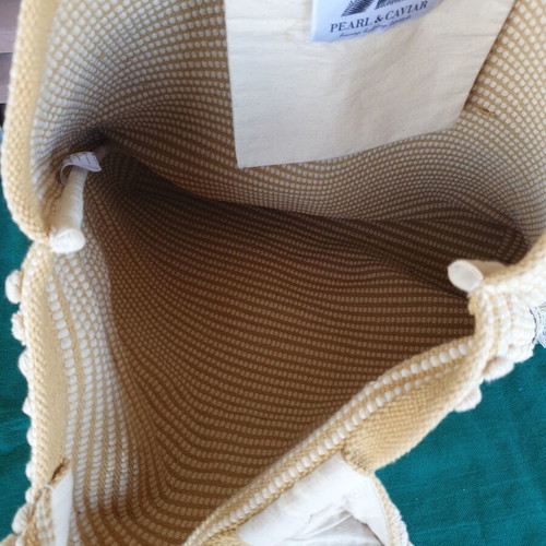 Beach bag Pearl n Carviar used, summer XL shoulder white and beige