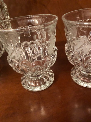 Crystal fruit bowl set with 6 glasses and ladle, new
