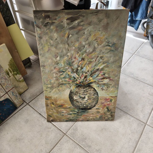 Original Painting Explosion of Colors in Vase 40x60 cm new