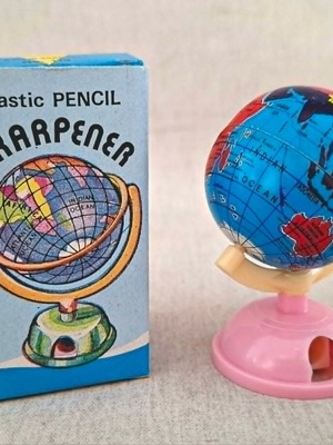 Plastic Globe Pencil Sharpener new, made in Hong Kong