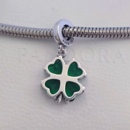 Pandora Four-Leaf Clover Charm S925 ALE new, green and silver