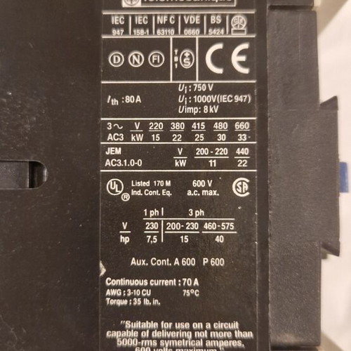 Telemecanique LC1 D50 11 Industrial Power Relay New