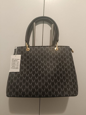 Handbag new, dark gray and black with gold details