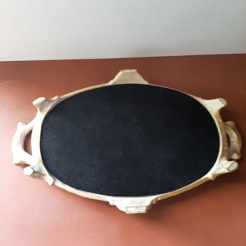 Antique bronze Art Nouveau gondola with resin tray, like new