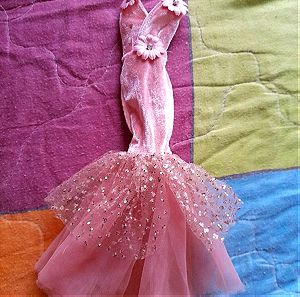 Barbie Φορεμα βελούδινο με οργαντζα και στρας για κούκλα
