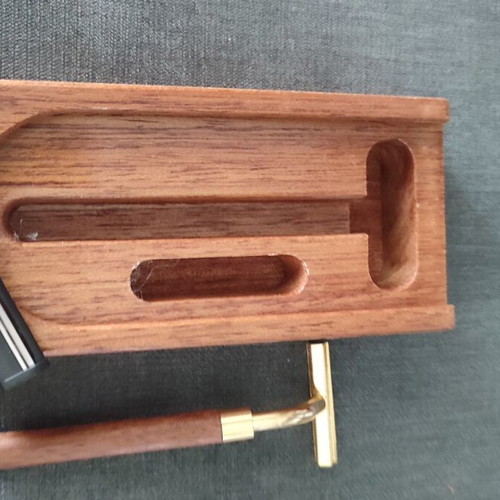 Vintage shaving set 90s with wooden case and Solingen shavette