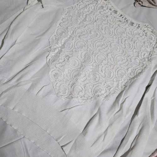 Zara pullover with lace details used, white, size S
