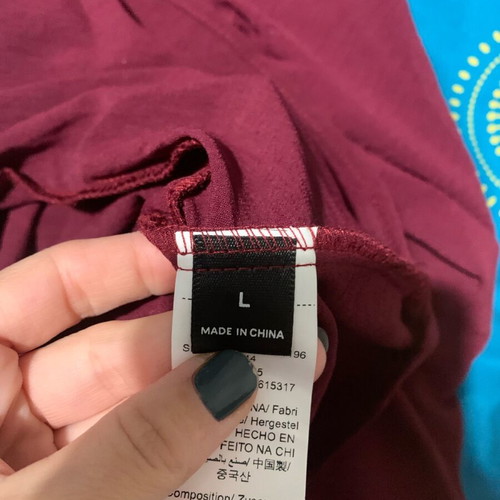 Wrap blouse long sleeve burgundy new size L