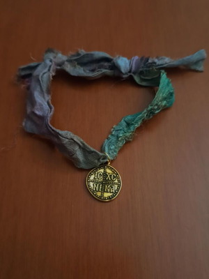 Constantinato bracelet with silk ribbon, new, blue
