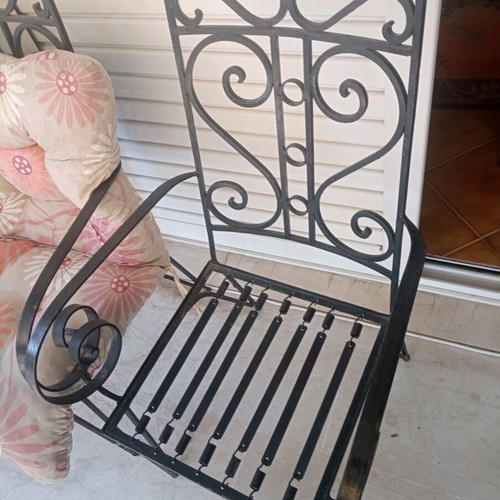 Marble garden table with four chairs used, heavy construction