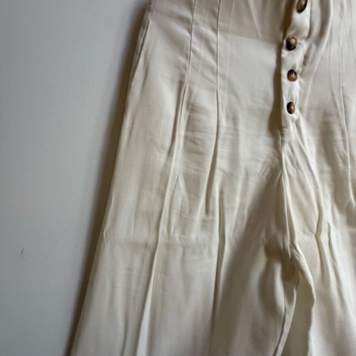 Zara wide high-waisted cream white pants new