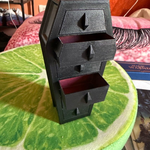 Handmade coffin-shaped jewelry box like new