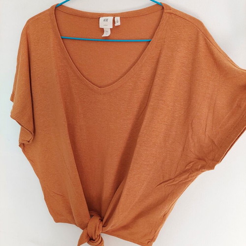 H&M women's linen blouse like new, size L, mustard color