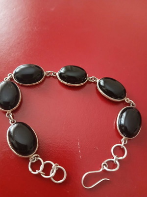 Silver 925 bracelet with obsidian for many sizes like new