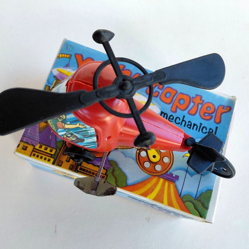 Wind-up Helicopter Toy 1960s Priftis New