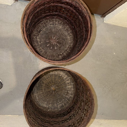 Wicker plant pots, set of 2, 45cm diameter and height, indoor