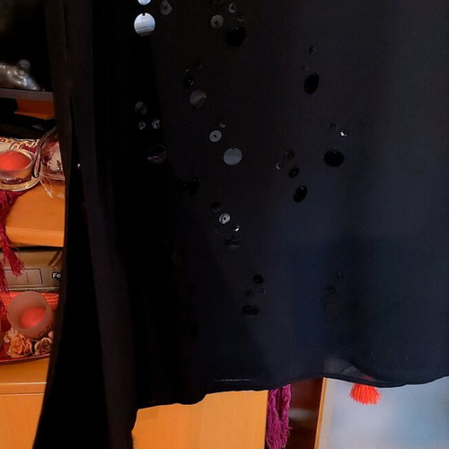 Absolute Fashion Black Sheer Blouse with Sequins New