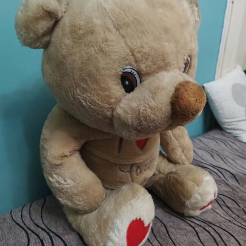 Large teddy bear with hearts used