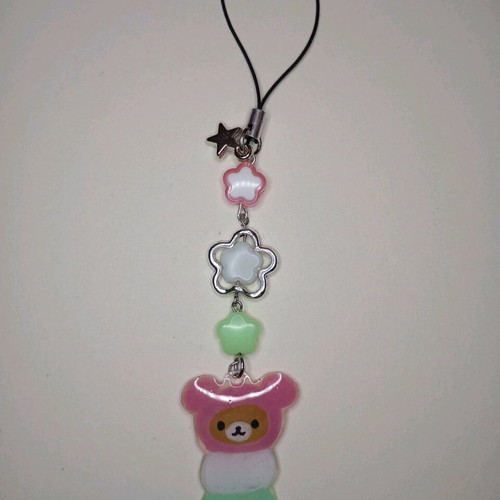 Dango Rilakkuma keychain like new, pink multicolor