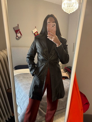 La Pelle leather coat used, brown and black