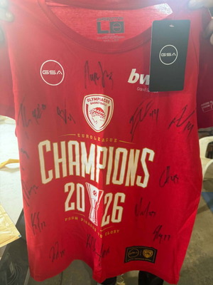 Olympiacos B.C. EuroLeague Champions Signed Collectible T-shirt new, authentic