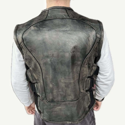 Leather motorcycle vest Retro Brown Motomall new, brown